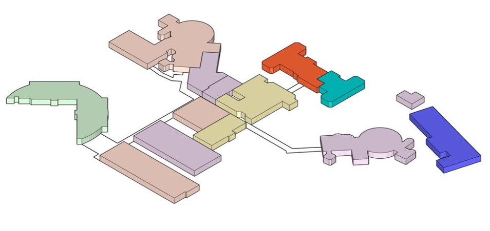 Simplified planned floor plan for the Lower Ground Floor at Calderdale Royal Hospital